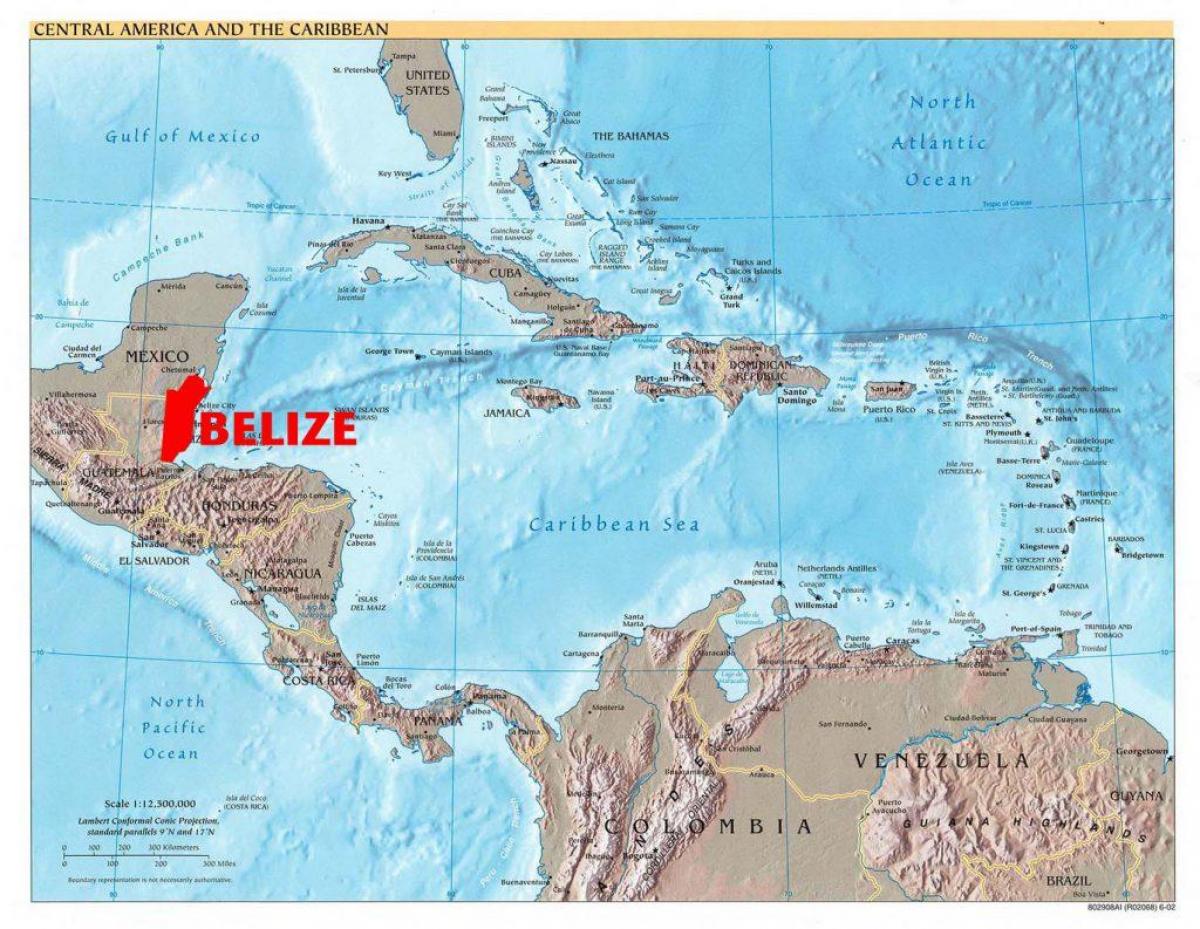 Harta Belize, america centrală