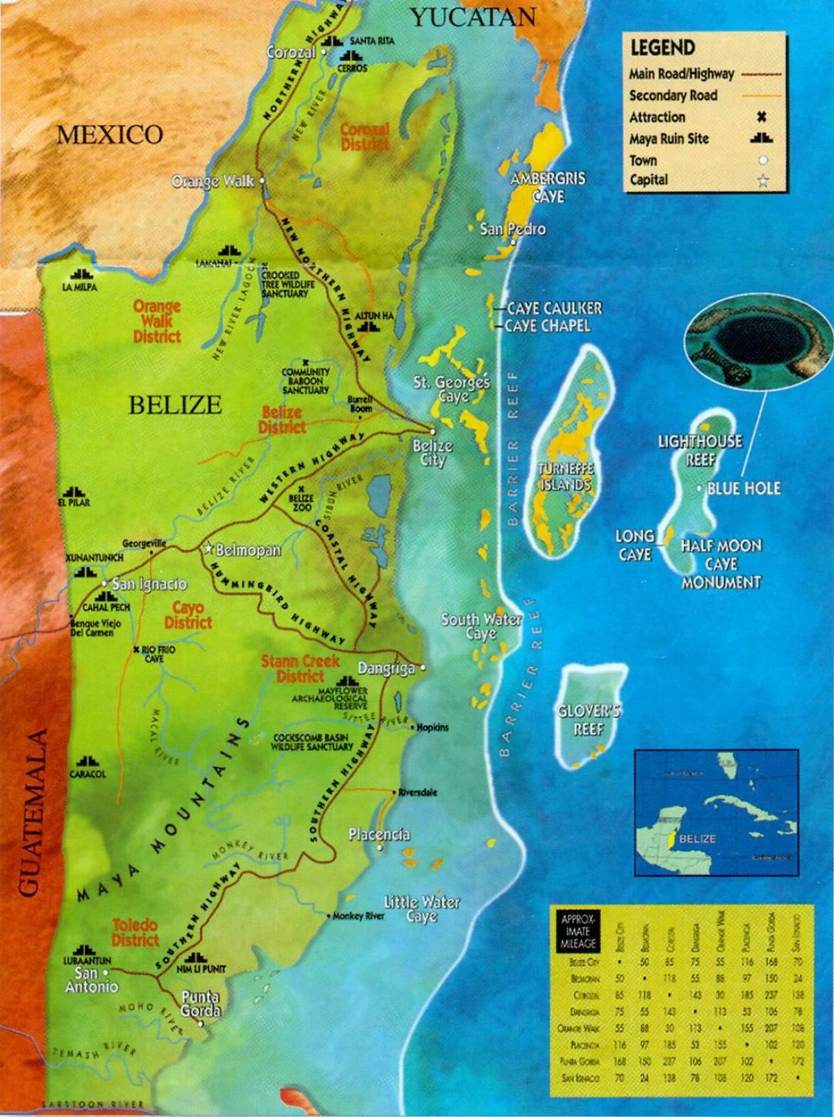 Belize ruinele hartă