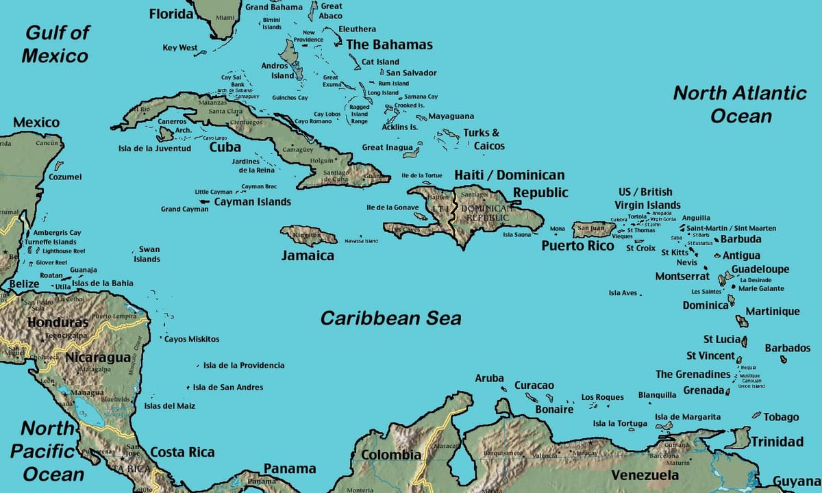 Harta Belize, caraibe