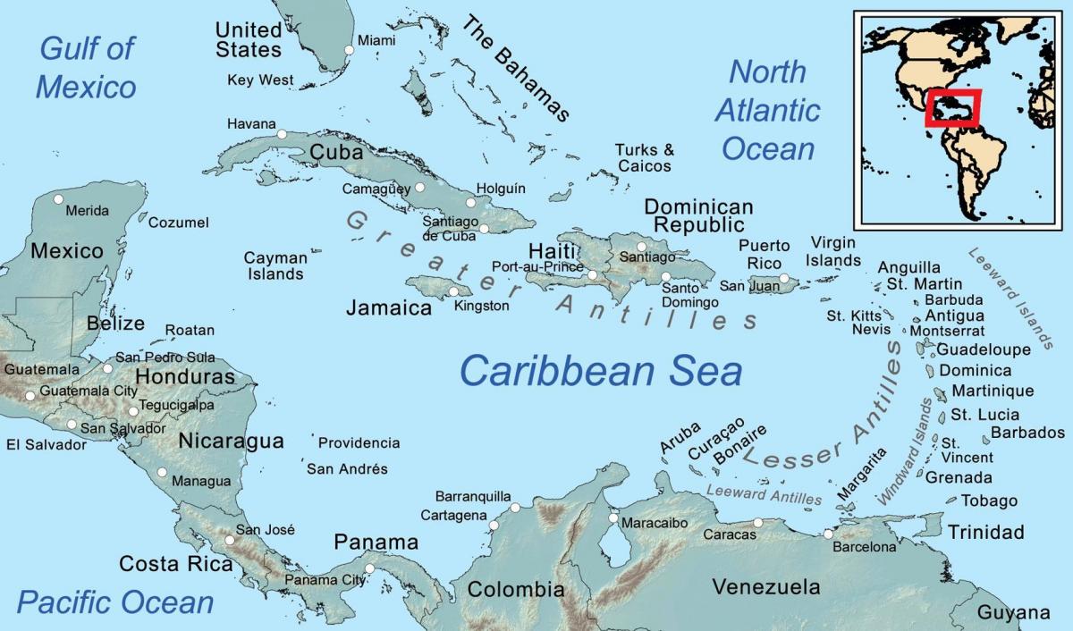 harta de Belize și insulele din jur