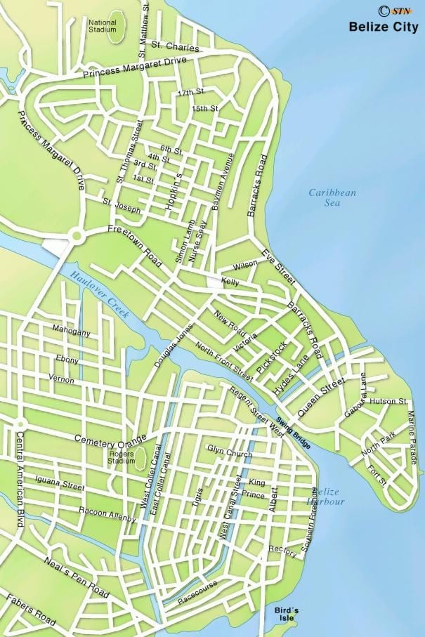 harta Belize city străzi