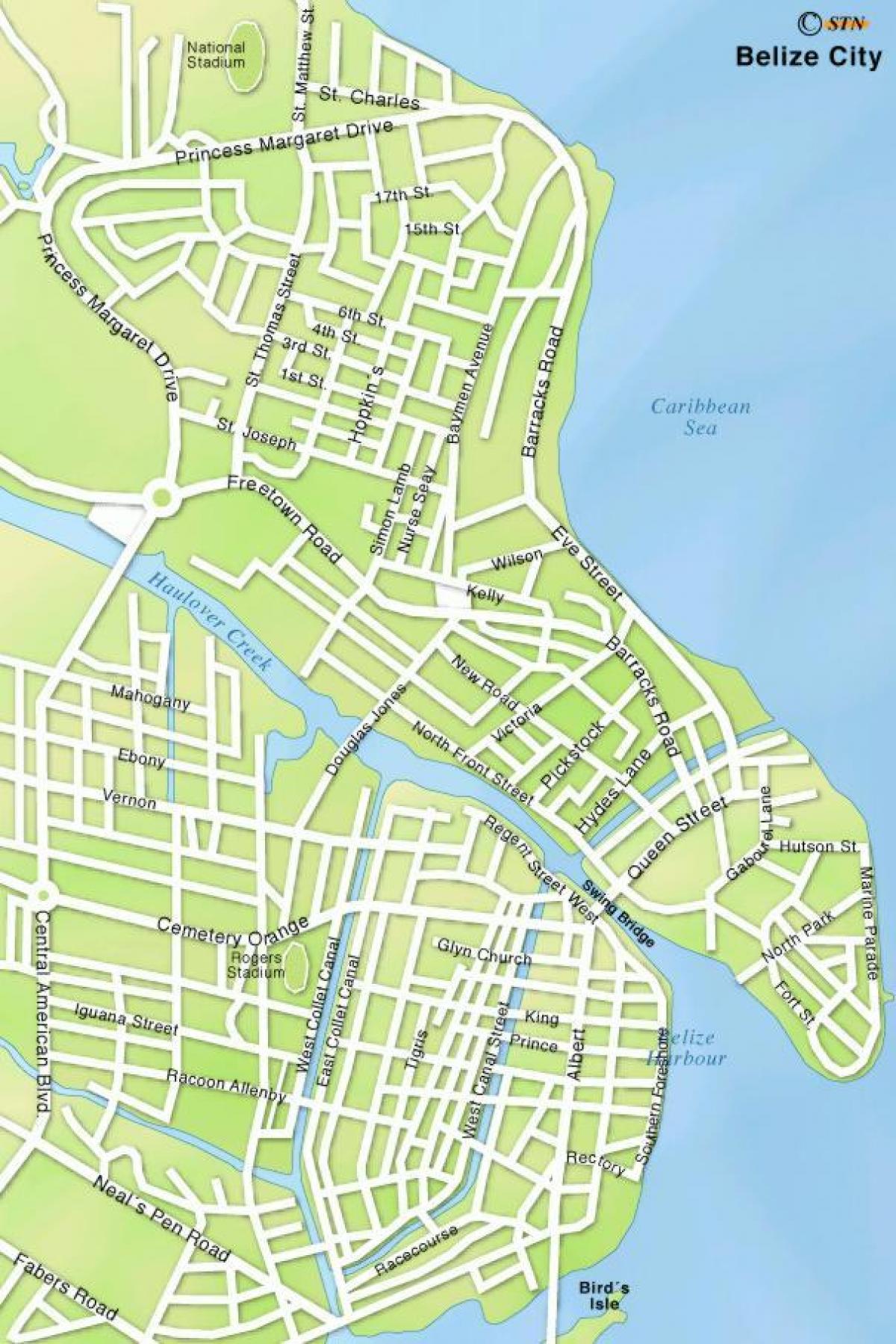 harta Belize city străzi