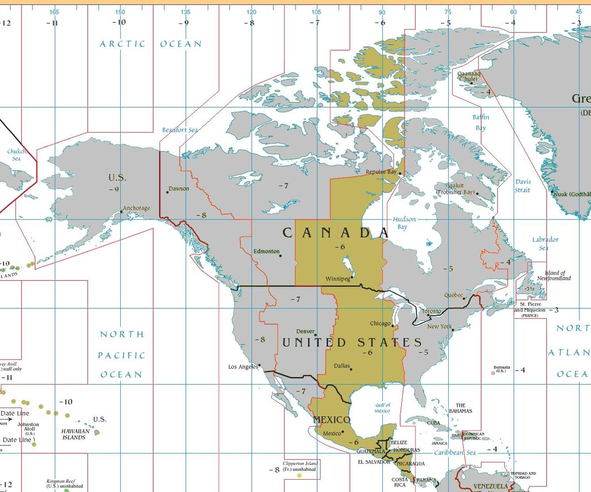 Harta Belize fusul orar 