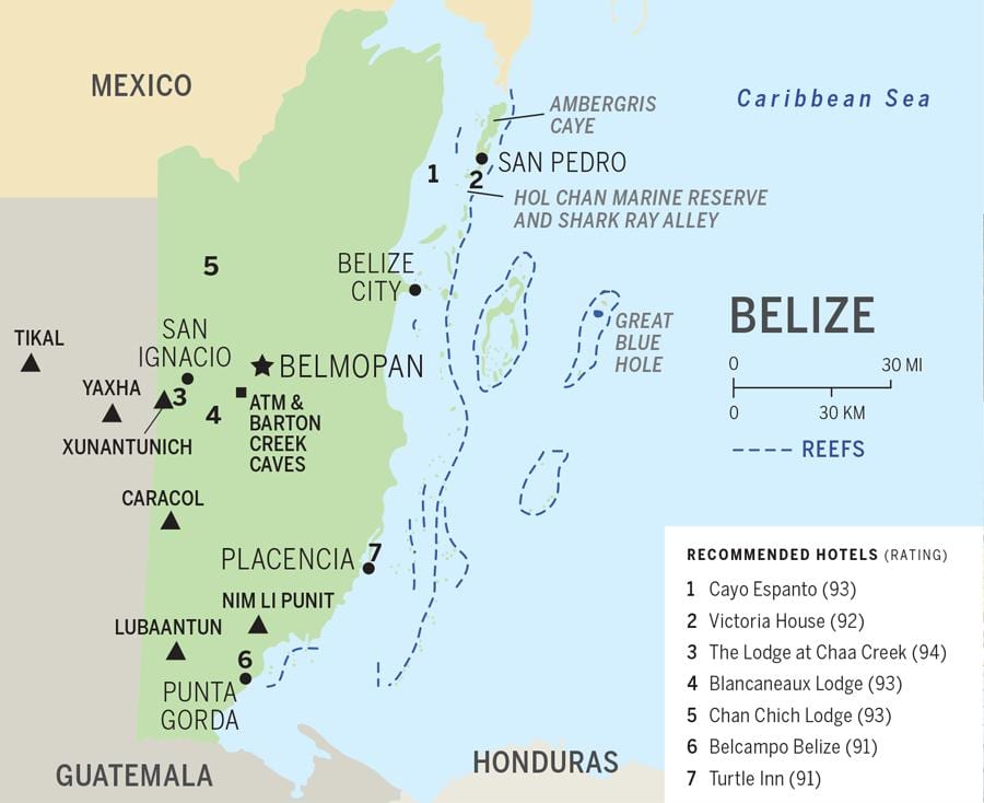 Harta Belize plaje