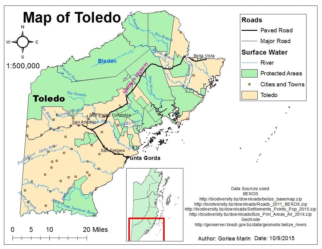 harta toledo district Belize